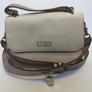 Guess Beige Blush Colorblock Convertible Crossbody Top Handle Bag